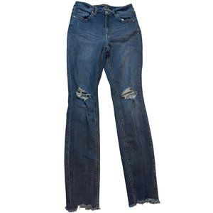 Wild Fable Womens Jeans Curvy Skinny High Rise Raw Hem Distressed Blue SZ Small